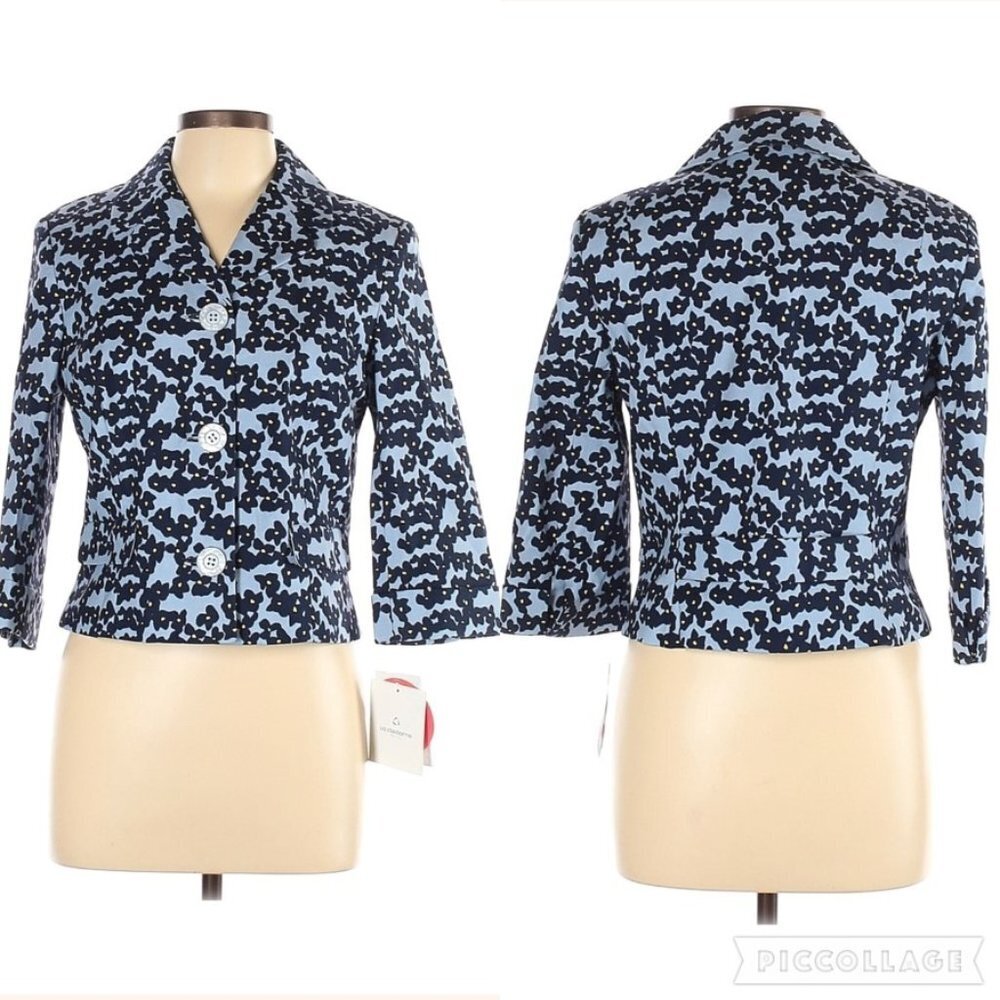 Liz Claiborne Blue Floral Cropped Jacket 12P